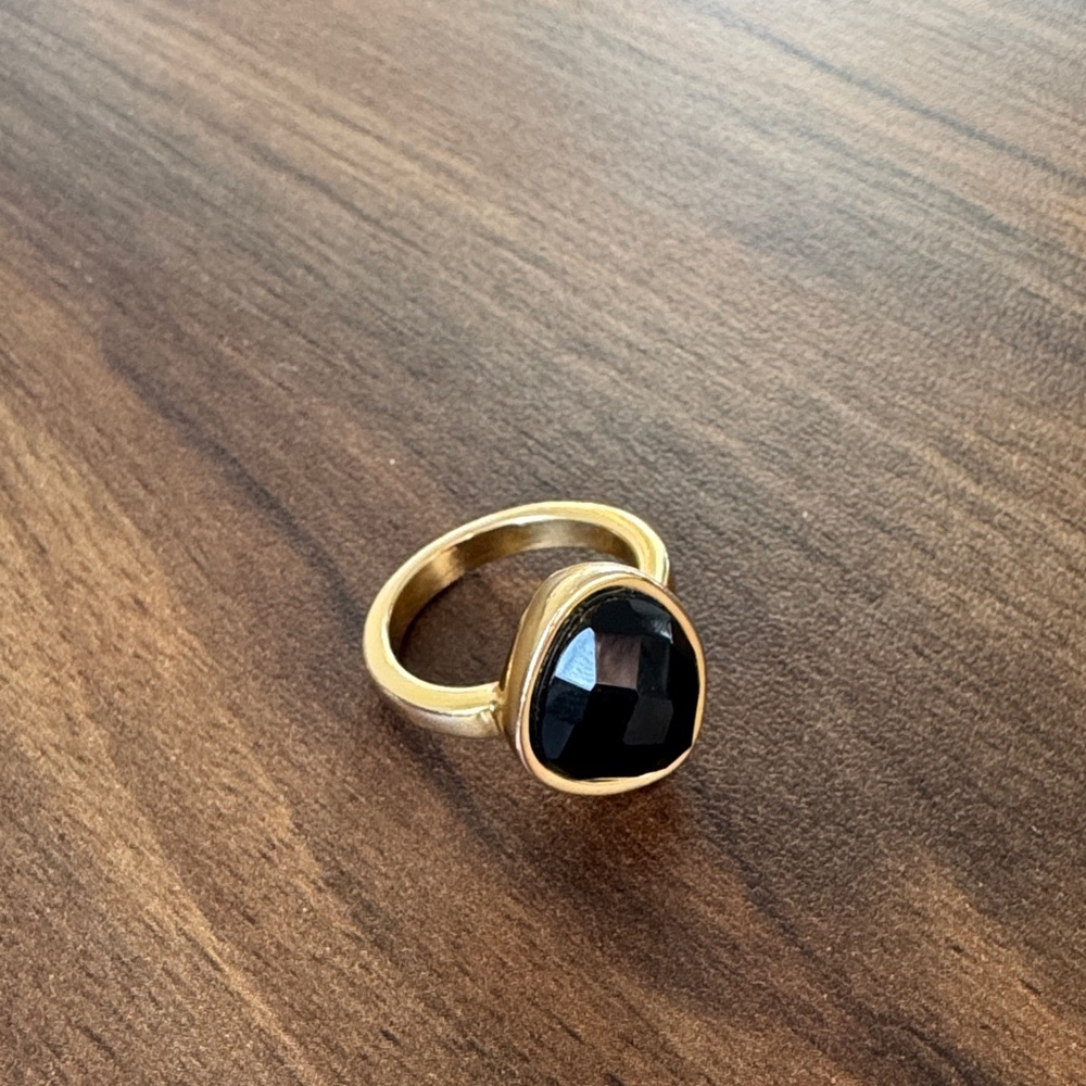 Gold-Filled Ring with Black Stone - Size 6